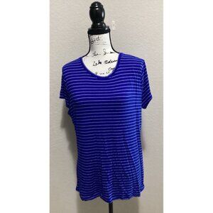 Apt 9 Blue & White Striped Womens Short Sleeve T-Shirt Size XL